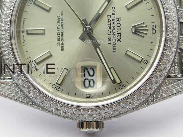 DateJust 41 126334 Full Paved Diamonds BP Best Edition Silevr Dial Sticks Markers on Jubilee Bracelet A2824 – Bild 10