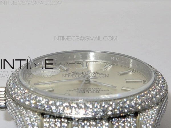 DateJust 41 126334 904 Full Paved Diamonds BP Best Edition Silver Dial Sticks Markers on Oyster Bracelet A2824 – Bild 10