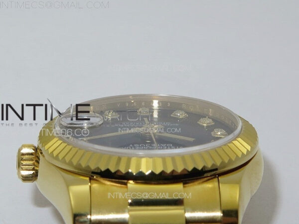 DateJust 31mm 178271 YG APSF Best Edition Black Dial Crystal Markers on President Bracelet A2824 – Bild 10