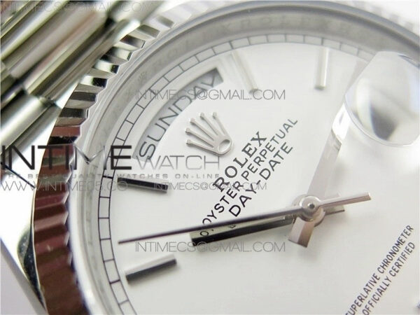 Day-Date 36 128239 SS BP Best Edition White Sticks Markers Dial on SS President Bracelet – Bild 10