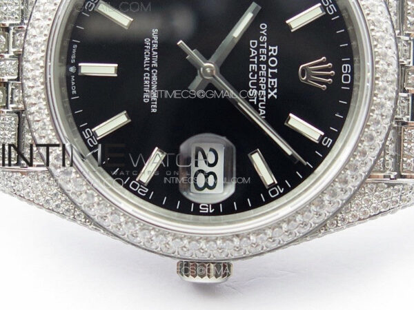 DateJust 41 126334 Full Paved Diamonds BP Best Edition Black Dial Stick Markers on Jubilee Bracelet A2824 – Bild 11