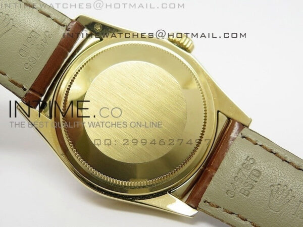 DayDate YG 36mm Silver Dial Diamond Bezel On Leather Strap – Bild 9