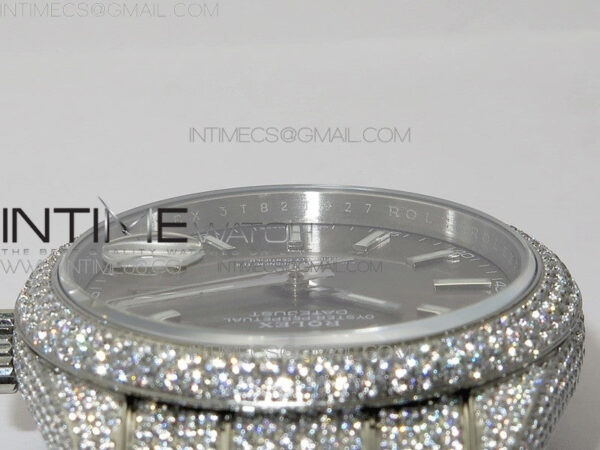 DateJust 41 126334 904 Full Paved Diamonds BP Best Edition Gray Dial Sticks Markers on Oyster Bracelet A2824 – Bild 9