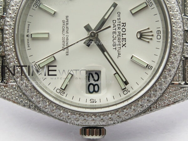 DateJust 41 126334 Full Paved Diamonds BP Best Edition White Dial Sticks Markers on Jubilee Bracelet A2824 – Bild 10