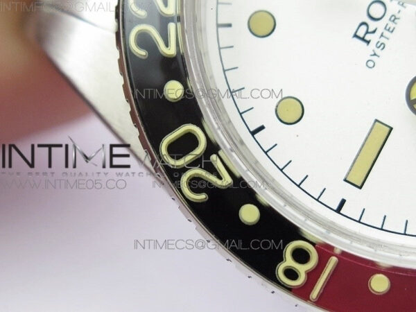 Vintage GMT Master 6542 Black/Red Bezel B12 White Dial on SS Bracelet A2836 – Bild 10