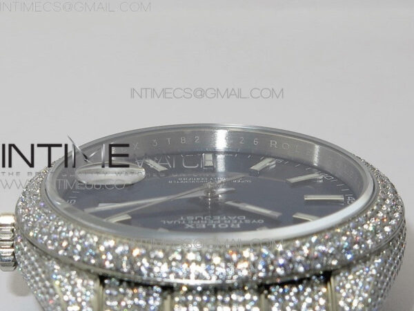 DateJust 41 126334 904 Full Paved Diamonds BP Best Edition Blue Dial Sticks Markers on Oyster Bracelet A2824 – Bild 10