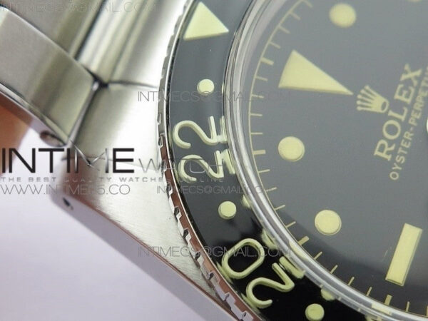 Vintage GMT Master 6542 Black/Red Bezel B12 Black Dial on SS Bracelet A2836 – Bild 9
