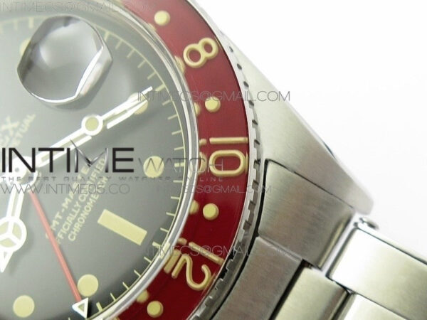 Vintage GMT Master 6542 Blue/Red Bezel B12 Black Dial Style03 on SS Bracelet A2836 – Bild 10