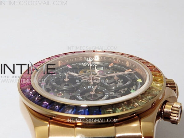 Blacken Daytona RG Rainbow Bezel GETF Best Edition Skeleton Dial on Rubber Strap SA4130 – Bild 10