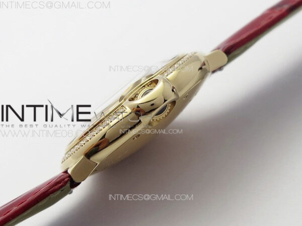 Ballon Bleu 36mm Diamonds Bezel RG K3F 1:1 Best Edition White Textured Dial On Red Leather Strap A076 – Bild 10