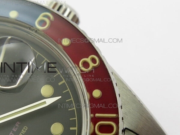 Vintage GMT Master 6542 Blue/Red Bezel B12 Black Dial Style02 on SS Bracelet A2836 – Bild 10