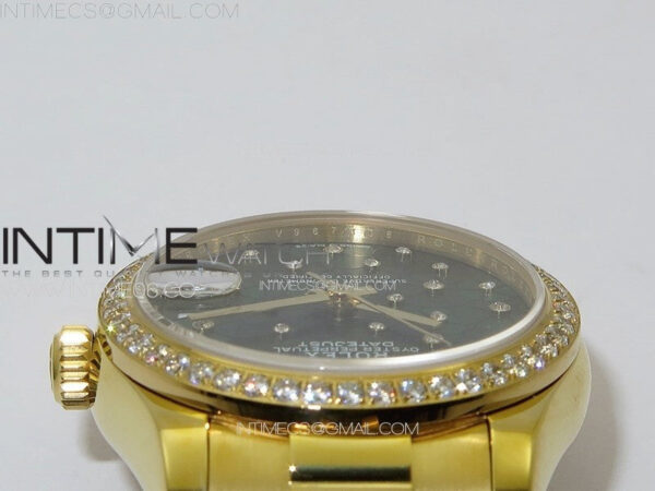 DateJust 31mm YG APSF Best Edition Green Flowers Crystals Dial on President Bracelet A2824 – Bild 10