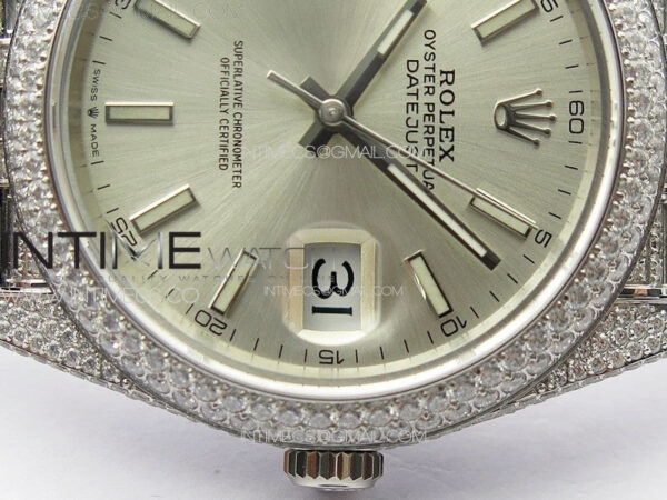 DateJust 41 126334 Full Paved Diamonds BP Best Edition Silevr Dial Sticks Markers on Jubilee Bracelet A2824 – Bild 13
