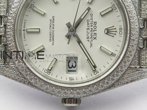 DateJust 41 126334 Full Paved Diamonds BP Best Edition White Dial Sticks Markers on Jubilee Bracelet A2824 – Bild 11
