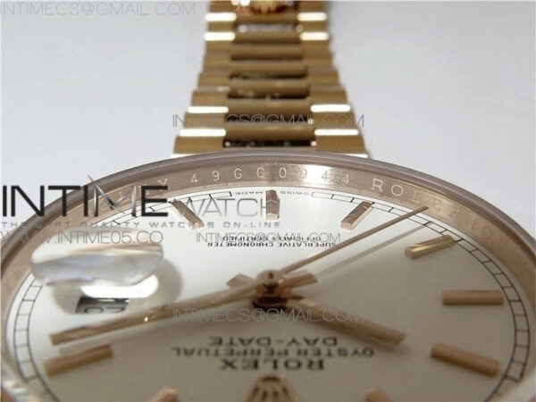 Day-Date 36 128239 RG BP Best Edition White Sticks Markers Dial on RG President Bracelet – Bild 12