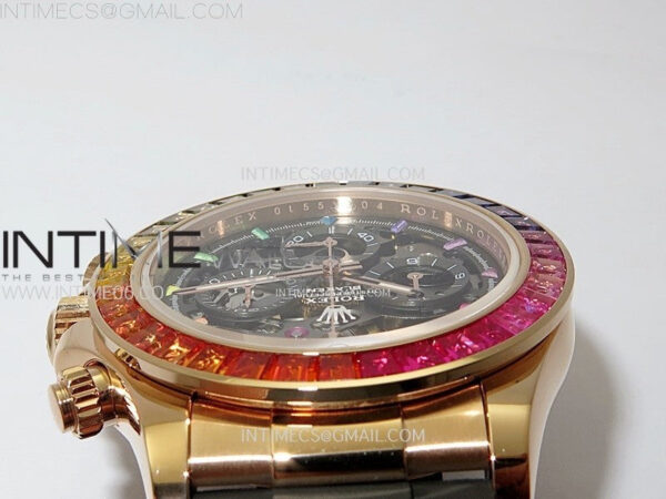 Blacken Daytona RG Rainbow Bezel GETF Best Edition Skeleton Dial on Rubber Strap SA4130 – Bild 11