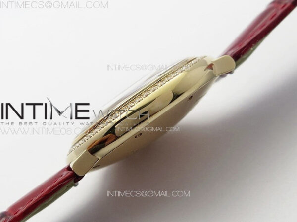 Ballon Bleu 36mm Diamonds Bezel RG K3F 1:1 Best Edition White Textured Dial On Red Leather Strap A076 – Bild 11