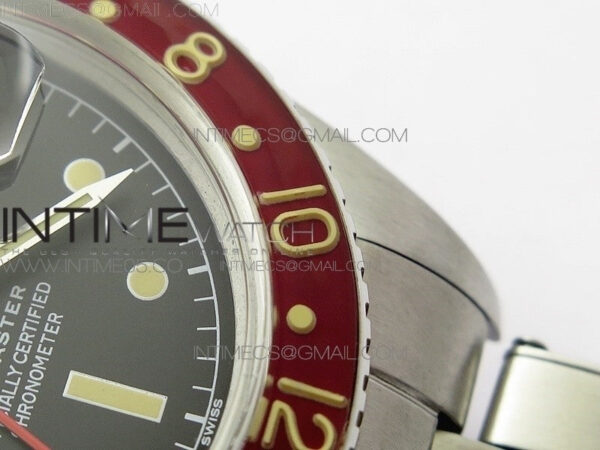 Vintage GMT Master 6542 Black/Red Bezel B12 Black Dial Style02 on SS Bracelet A2836 – Bild 11