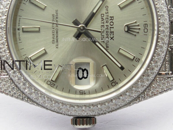 DateJust 41 126334 Full Paved Diamonds BP Best Edition Silevr Dial Sticks Markers on Jubilee Bracelet A2824 – Bild 11