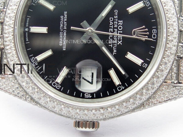 DateJust 41 126334 Full Paved Diamonds BP Best Edition Black Dial Stick Markers on Jubilee Bracelet A2824 – Bild 12