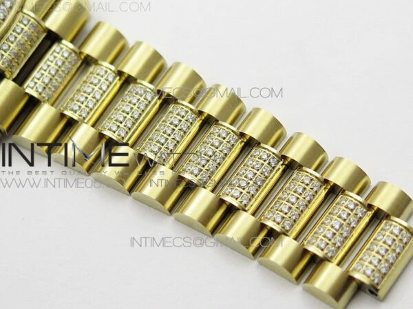 Day-Date 36 128235 YG/Crystal BP Best Edition Black Crystal Marker Dial on YG President Bracelet A2836 – Bild 12