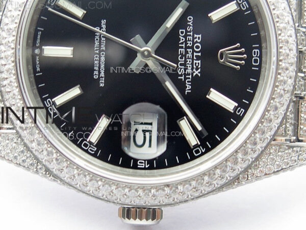 DateJust 41 126334 Full Paved Diamonds BP Best Edition Black Dial Stick Markers on Jubilee Bracelet A2824 – Bild 13
