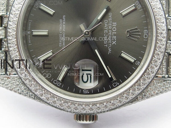 DateJust 41 126334 Full Paved Diamonds BP Best Edition Rhodium Dial Stick Markers on Jubilee Bracelet A2824 – Bild 13