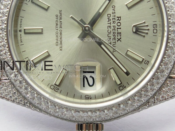 DateJust 41 126334 Full Paved Diamonds BP Best Edition Silevr Dial Sticks Markers on Jubilee Bracelet A2824 – Bild 12