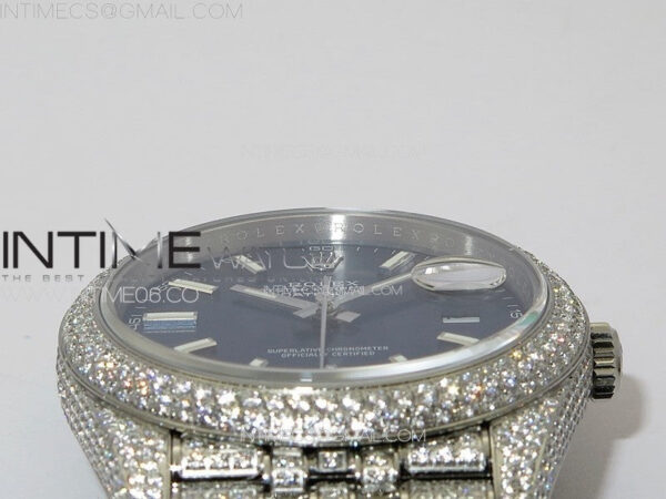 DateJust 41 126334 Full Paved Diamonds BP Best Edition Blue Dial Sticks Markers on Jubilee Bracelet A2824 – Bild 14