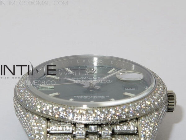 DateJust 41 126334 Full Paved Diamonds BP Best Edition Green Dial Sticks Markers on Jubilee Bracelet A2824 – Bild 14