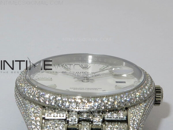 DateJust 41 126334 Full Paved Diamonds BP Best Edition White Dial Sticks Markers on Jubilee Bracelet A2824 – Bild 14