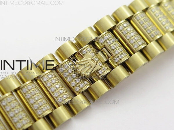 Day-Date 36 128235 YG/Crystal BP Best Edition Black Crystal Marker Dial on YG President Bracelet A2836 – Bild 14