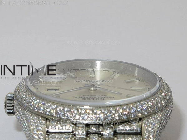 DateJust 41 126334 Full Paved Diamonds BP Best Edition Silevr Dial Sticks Markers on Jubilee Bracelet A2824 – Bild 15