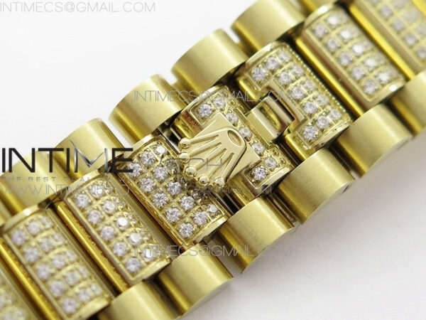 Day-Date 36 128235 YG/Crystal BP Best Edition Black Crystal Marker Dial on YG President Bracelet A2836 – Bild 15