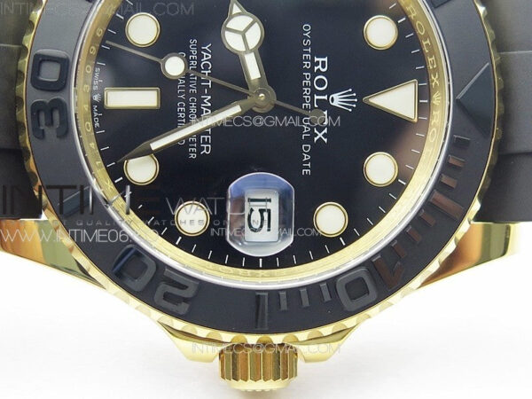 Yacht-Master 126655 YG 3EF 1:1 Best Edition 3D Black Ceramic Bezel on Black Rubber Strap VR3235 – Bild 16
