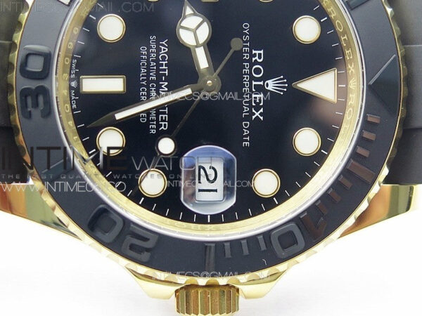 Yacht-Master 126655 YG 3EF 1:1 Best Edition 3D Black Ceramic Bezel on Black Rubber Strap VR3235 – Bild 17