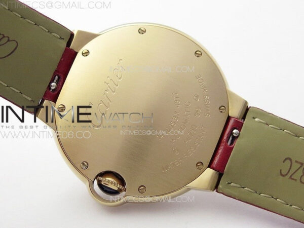 Ballon Bleu 36mm Diamonds Bezel RG K3F 1:1 Best Edition White Textured Dial On Red Leather Strap A076 – Bild 18