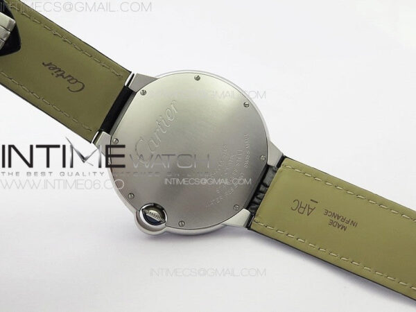 Ballon Bleu 42mm Diamonds Bezel SS K3F 1:1 Best Edition White Texture Dial on Black Leather Strap A2824 – Bild 18
