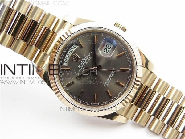 Day-Date 36 128239 RG BP Best Edition Gray Sticks Markers Dial on RG President Bracelet – Bild 19