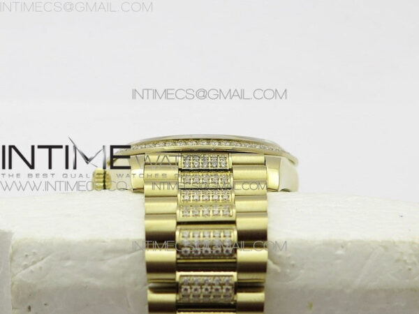 Day-Date 36 128235 YG/Crystal BP Best Edition Black Crystal Marker Dial on YG President Bracelet A2836 – Bild 19