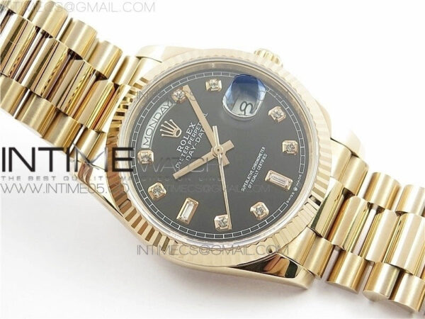 Day-Date 36 128239 RG BP Best Edition Black Crystal Markers Dial on RG President Bracelet – Bild 20