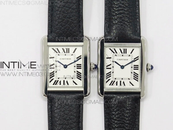 Tank Solo Ladies 25mm SS AF 1:1 Best Edition White Dial on Black Leather Strap Ronda Quartz – Bild 18