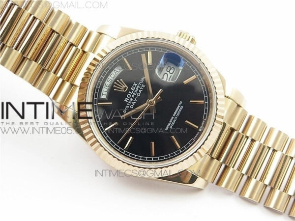 Day-Date 36 128239 RG BP Best Edition Black Sticks Markers Dial on RG President Bracelet – Bild 19