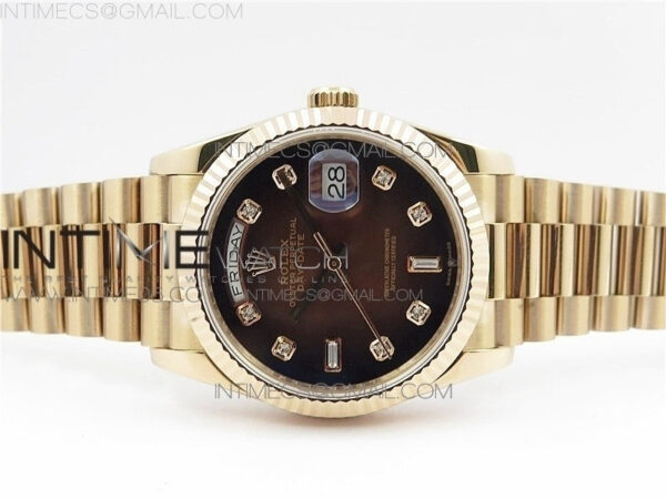Day-Date 36 128239 RG BP Best Edition Brown Crystal Markers Dial on RG President Bracelet – Bild 20