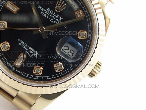 Day-Date 36 128239 RG BP Best Edition Black Crystal Markers Dial on RG President Bracelet – Bild 19
