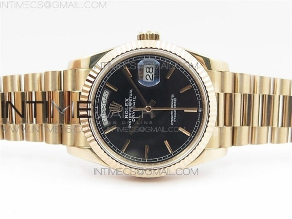 Day-Date 36 128239 RG BP Best Edition Black Sticks Markers Dial on RG President Bracelet – Bild 20