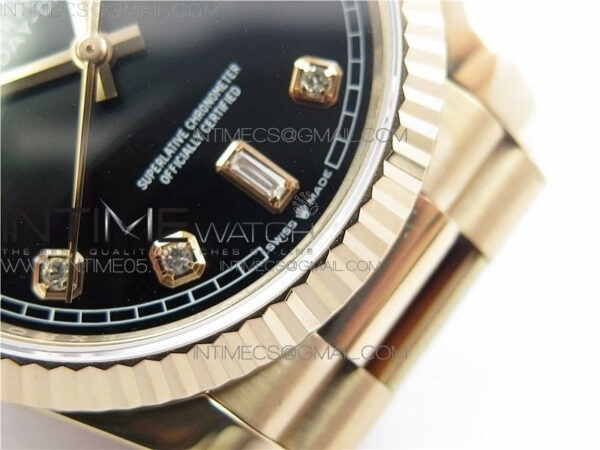 Day-Date 36 128239 RG BP Best Edition Black Crystal Markers Dial on RG President Bracelet – Bild 21