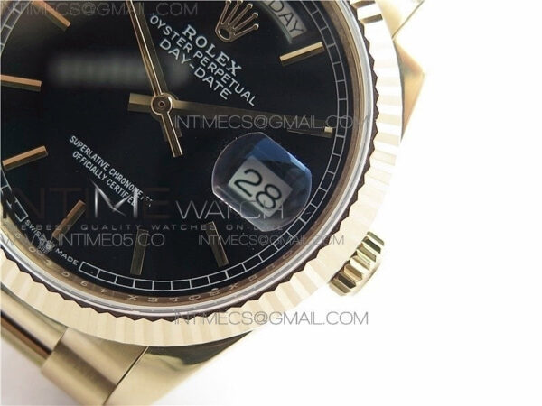 Day-Date 36 128239 RG BP Best Edition Black Sticks Markers Dial on RG President Bracelet – Bild 21