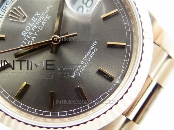 Day-Date 36 128239 RG BP Best Edition Gray Sticks Markers Dial on RG President Bracelet – Bild 22