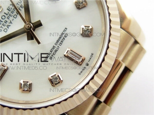 Day-Date 36 128239 RG BP Best Edition White MOP Crystal Markers Dial on RG President Bracelet – Bild 23
